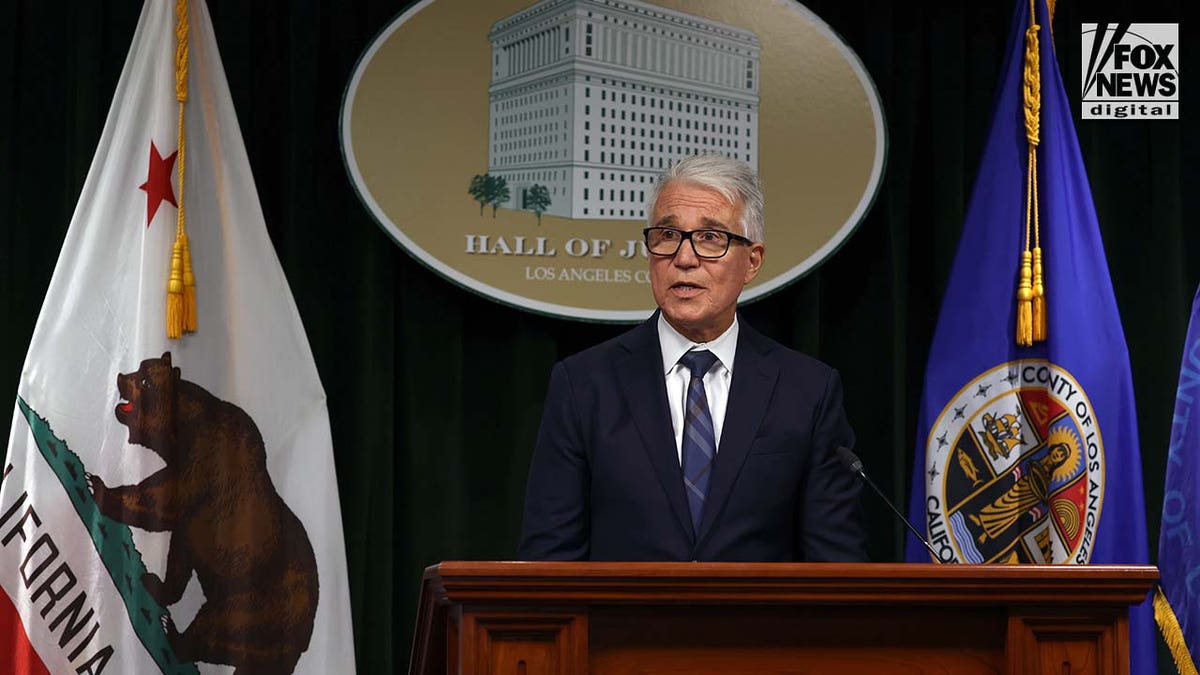 Los Angeles County District Attorney George Gascón speaks to the press