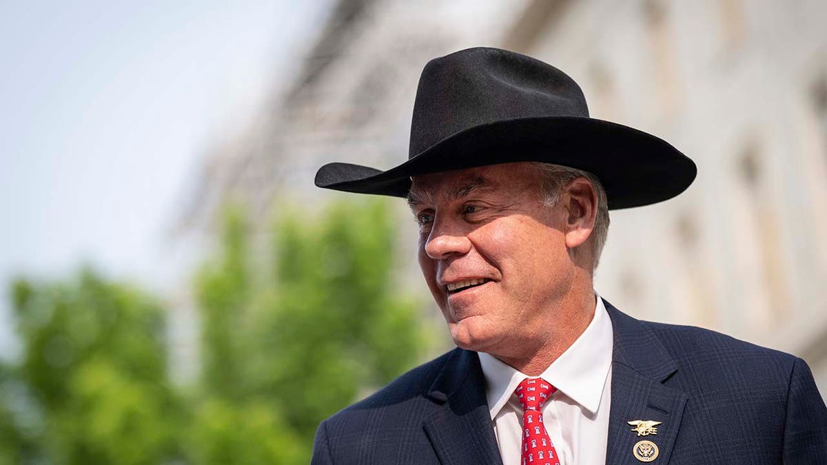 Rep. Ryan Zinke (R-MT) arrives to a caucus meeting with House Republicans on Capitol Hill