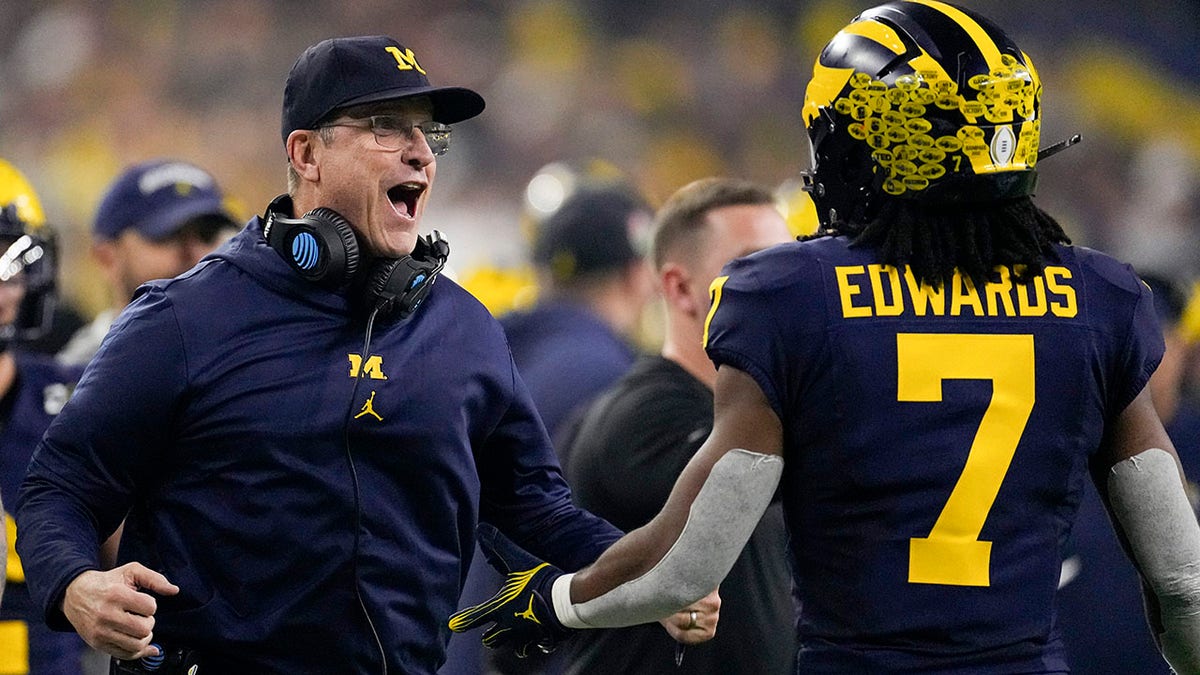 Donovan Edwards and Jim Harbaugh