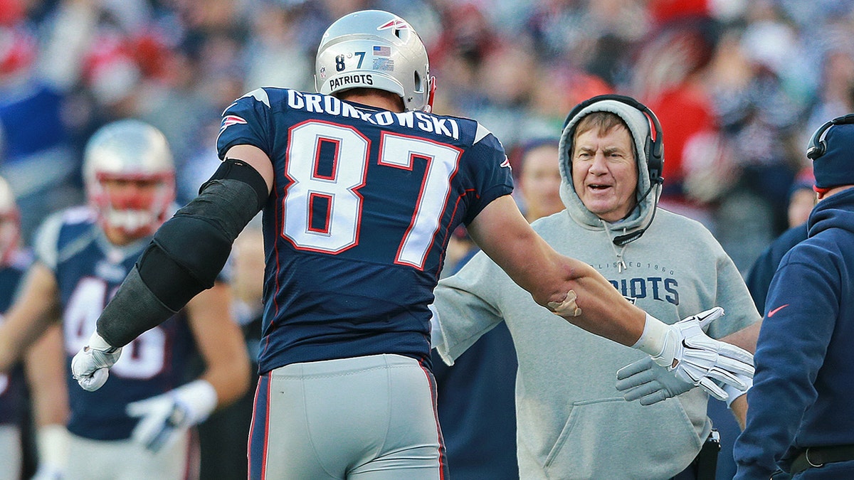 Rob Gronkowski and Bill Belichick