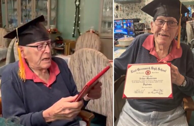 96-year-old WWII vet finally receives high school diploma after draft cut his senior year short