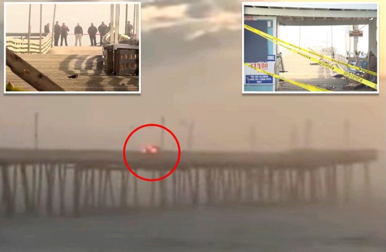 Car drive off Virginia Beach pier into Atlantic Ocean: video