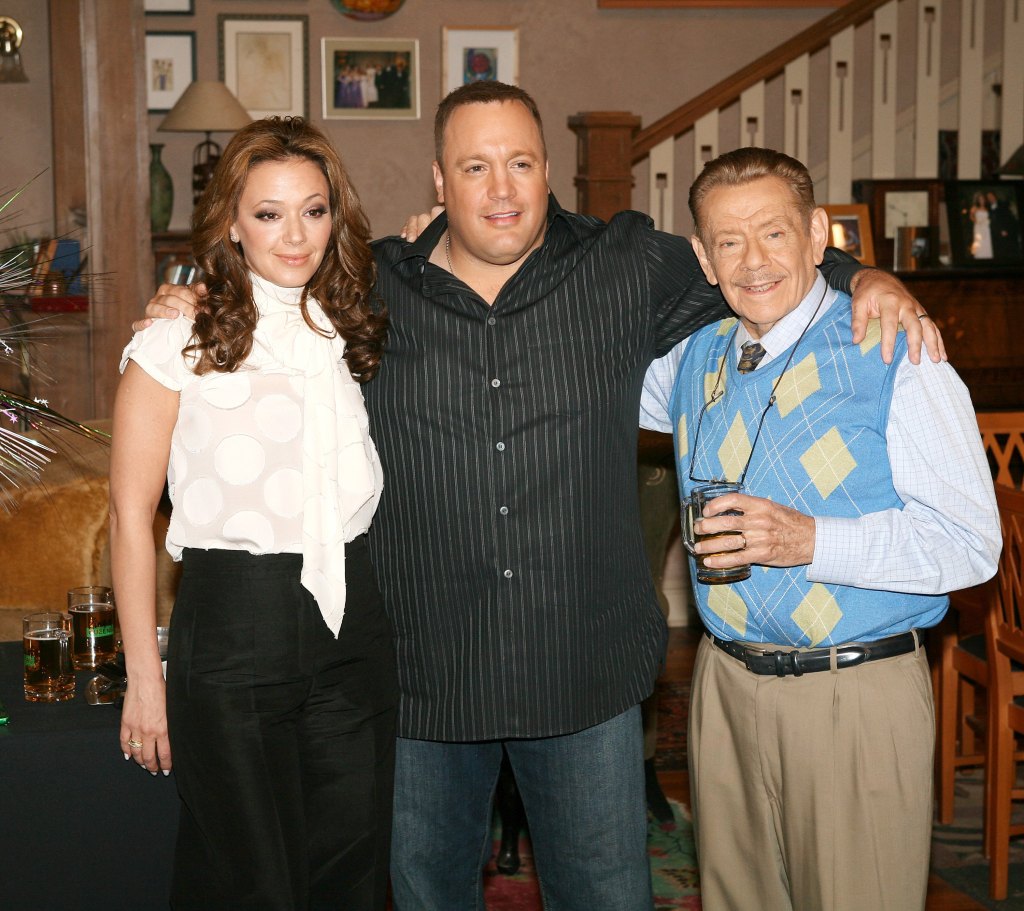 Leah Remini, Kevin James and Jerry Stiller in Culver City, Calif. at a party to celebrate the 200th episode of "The King of Queens" in 2007.