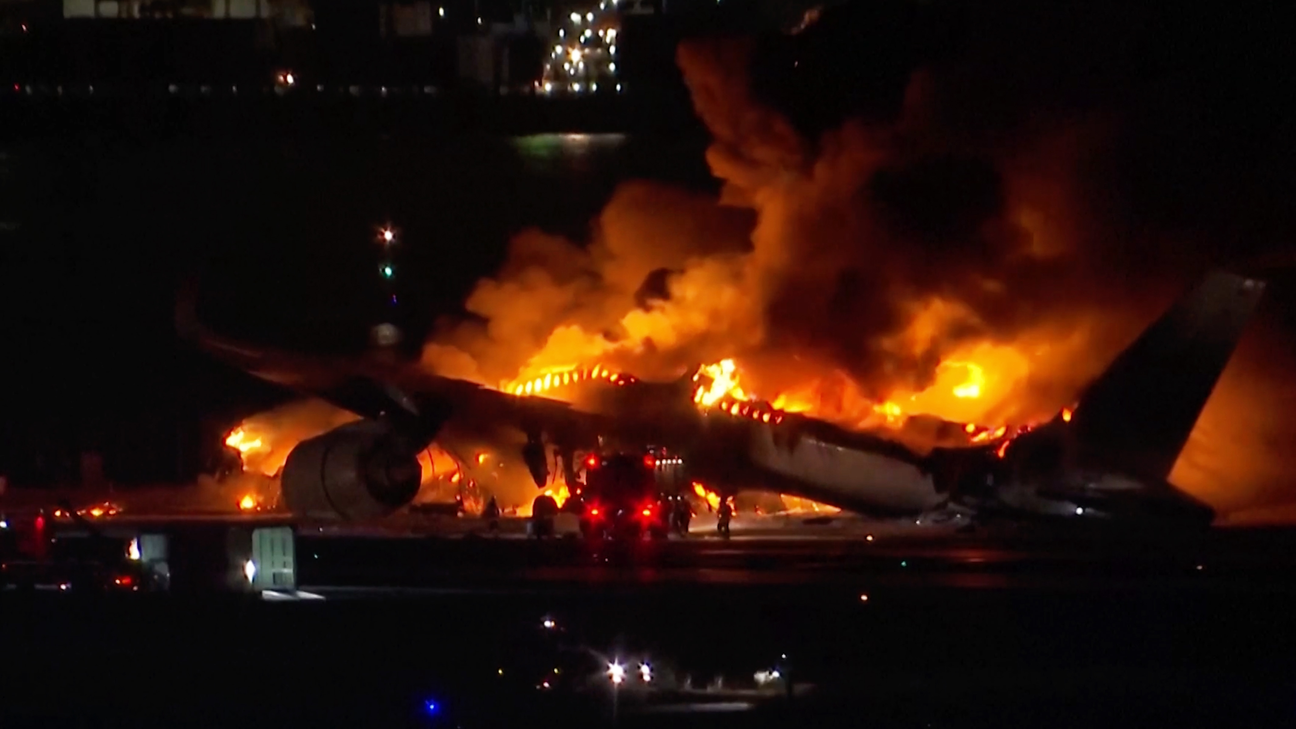 Japan Airlines' aircraft on fire at Tokyo's Haneda Airport