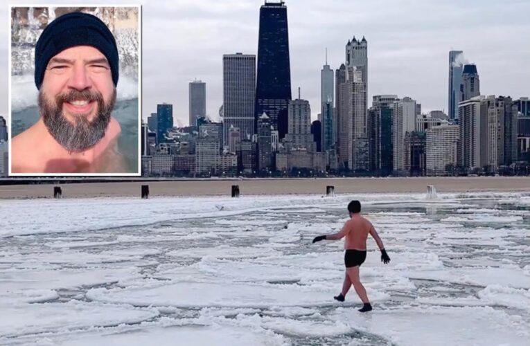 Chicago man walks Lake Michigan ‘ice pancakes’ in swim trunks