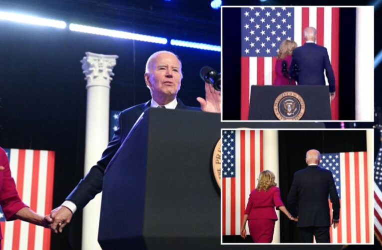Social media mocks Biden being led offstage by first lady