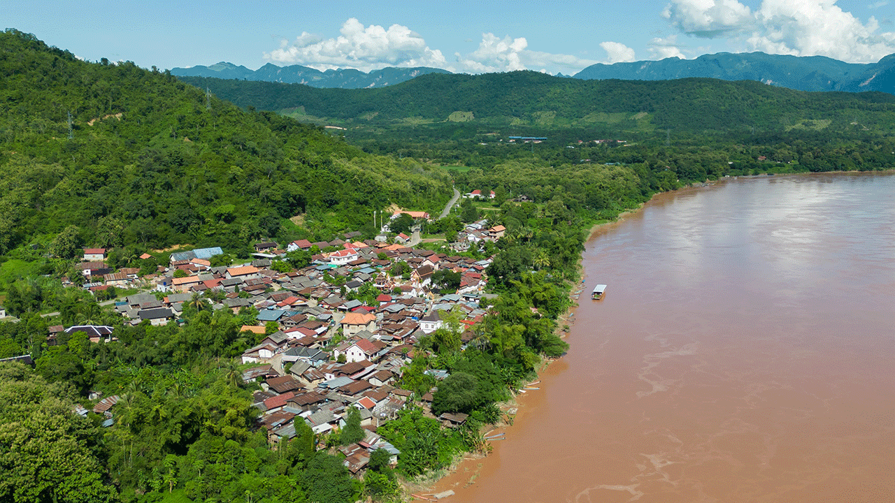 A aerial view of Luang Prabang