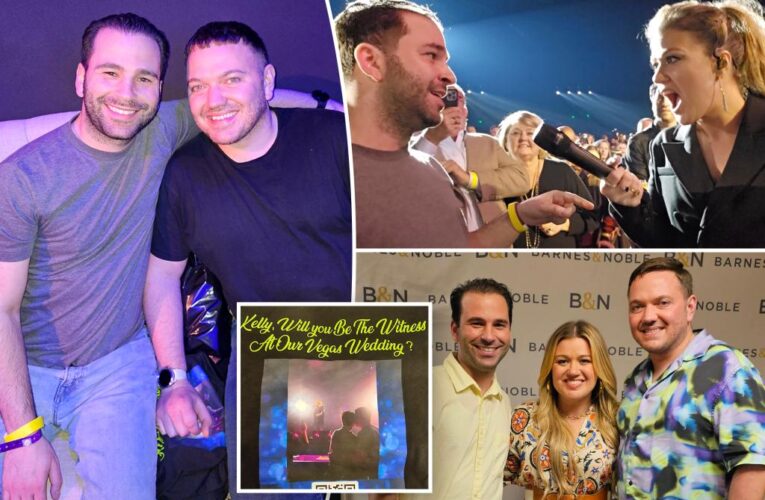 Gay couple say they ‘manifested’ Kelly Clarkson at their wedding