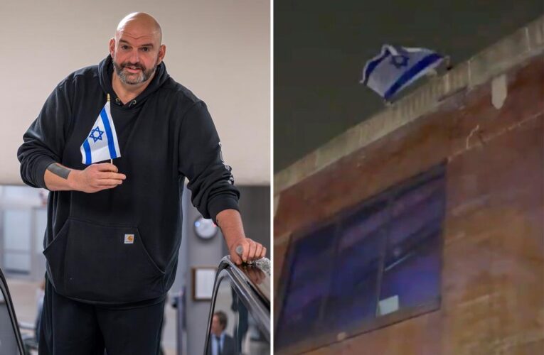 John Fetterman mocks pro-Hamas protesters with Israeli flag