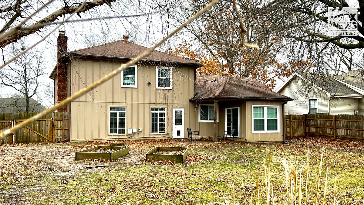 An exterior view of the backyard and porch of Jordan Willis’s home in Kansas City, Missouri