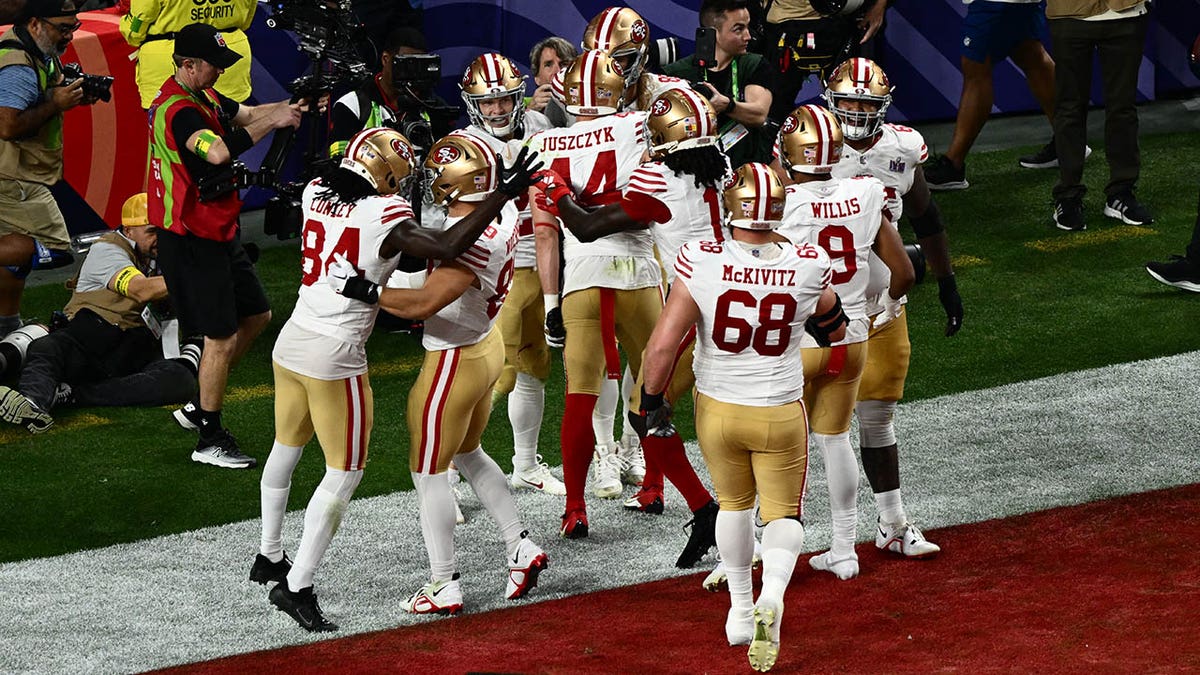 49ers celebrate super bowl touchdown