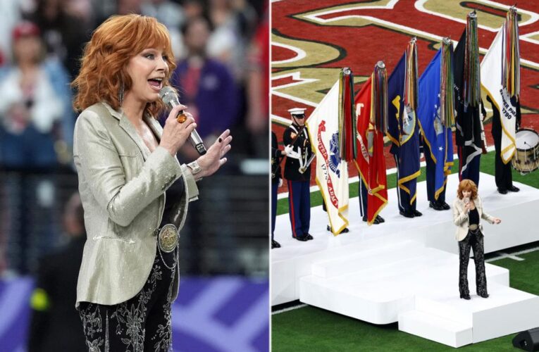 Reba McEntire sings the national anthem at the Super Bowl 2024