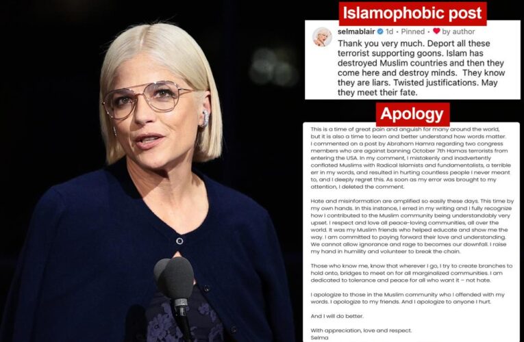 Actress Selma Blair apologizes for Islamophobic comment on social media