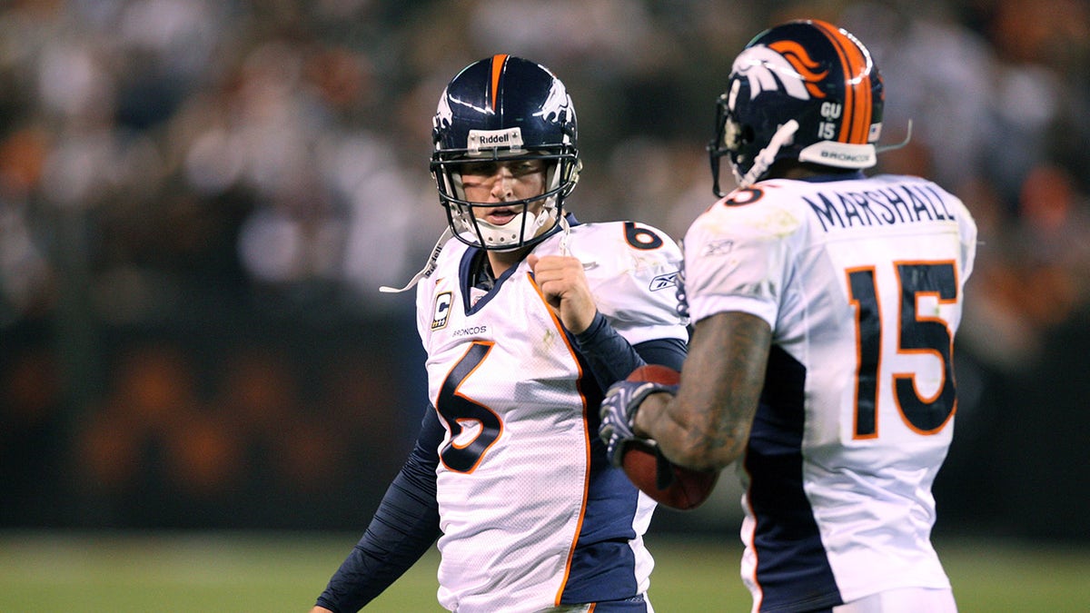 Jay Cutler celebrates a touchdown