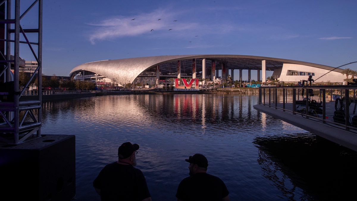 A look at the lake outside SoFi Stadium