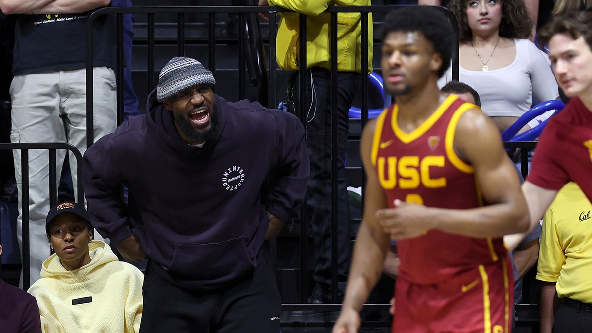 LeBron James yells at Bronny James