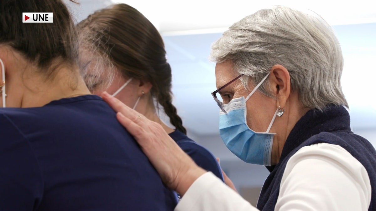 Nursing students training in simulation lab