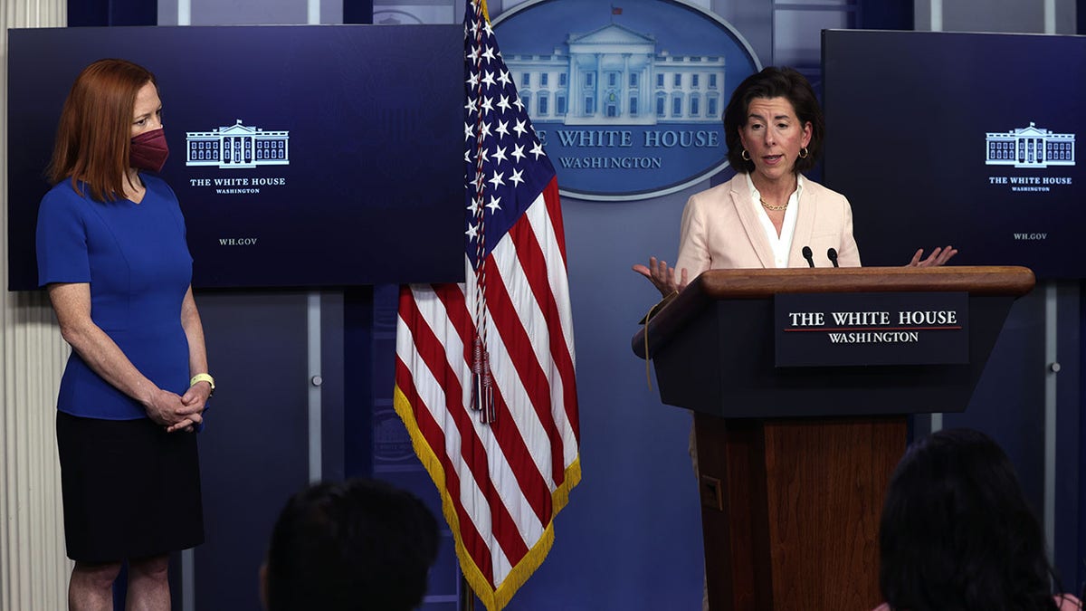 Gina Raimondo hold press briefing