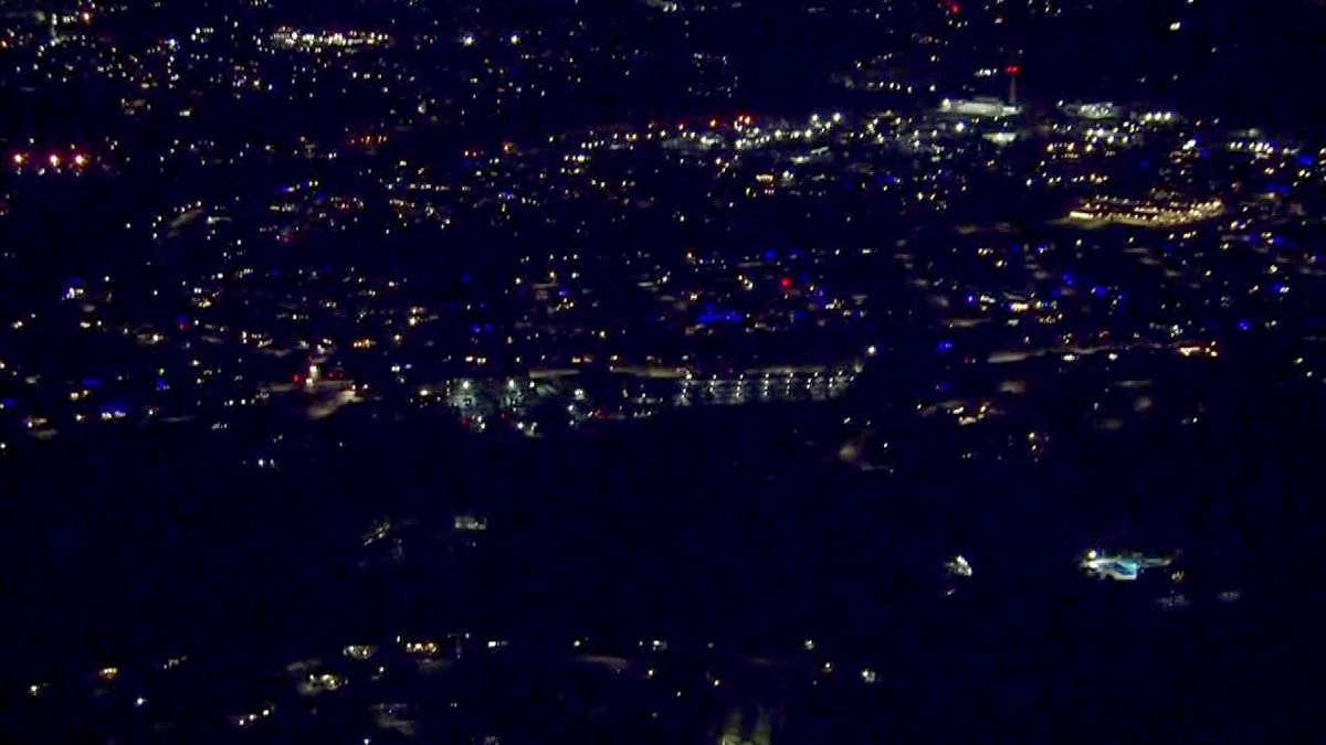 An aerial view of the blue lighs in Broomall, Delaware