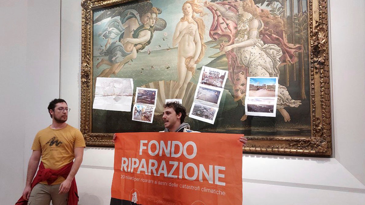 Activists attach protest materials to Botticelli’s 