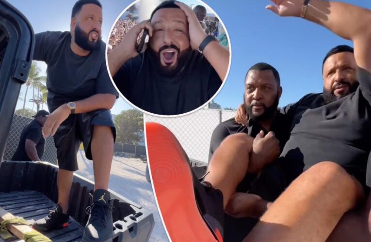 DJ Khaled’s bodyguards carried him to keep sneakers clean