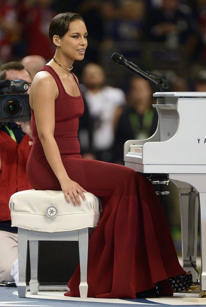 Alicia Keys at the Super Bowl in 2013