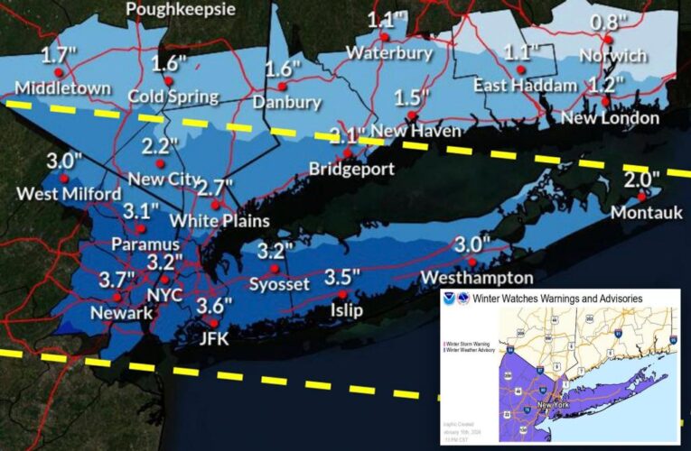 NYC could see up to 4 inches of snow overnight Friday