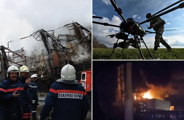 Fire erupts at Russian oil refinery from Ukrainian drone strike