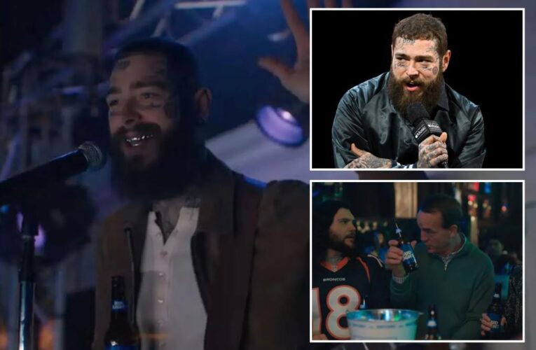 Post Malone sings at Super Bowl pre-show, drops new Bud Light commercial