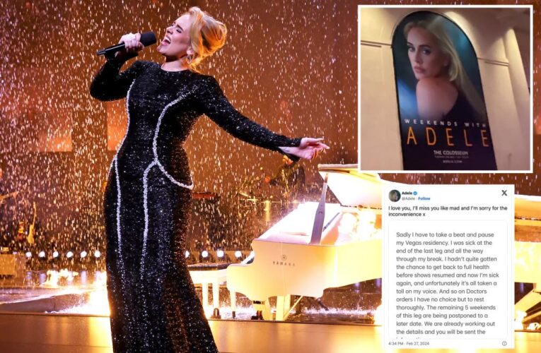 Adele postpones Las Vegas residency dates to ‘rest’ voice: ‘Doctor’s orders’