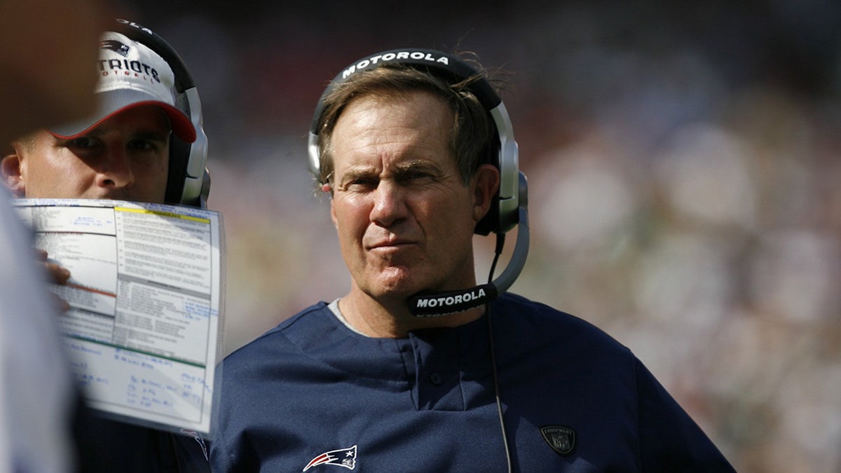 Bill Belichick on sidelines during game against the Jets