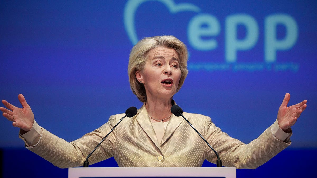 Ursula von der Leyen speaking at an event