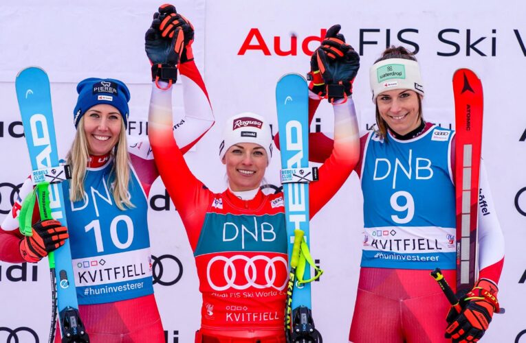 Lara Gut-Behrami edges out Cornelia Huetter and Mirjam Puchner for super-G win in Kvitfjell