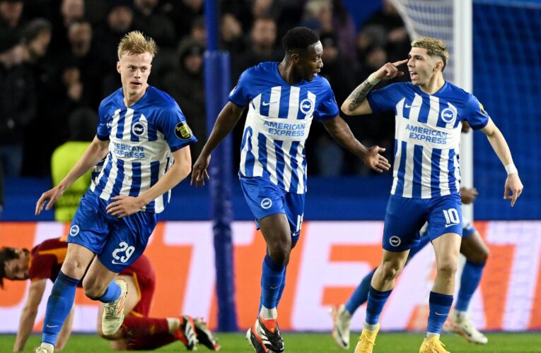 Brighton 1-0 Roma (1-4 on agg): Danny Welbeck beauty in vain as spirited Seagulls exit UEFA Europa League
