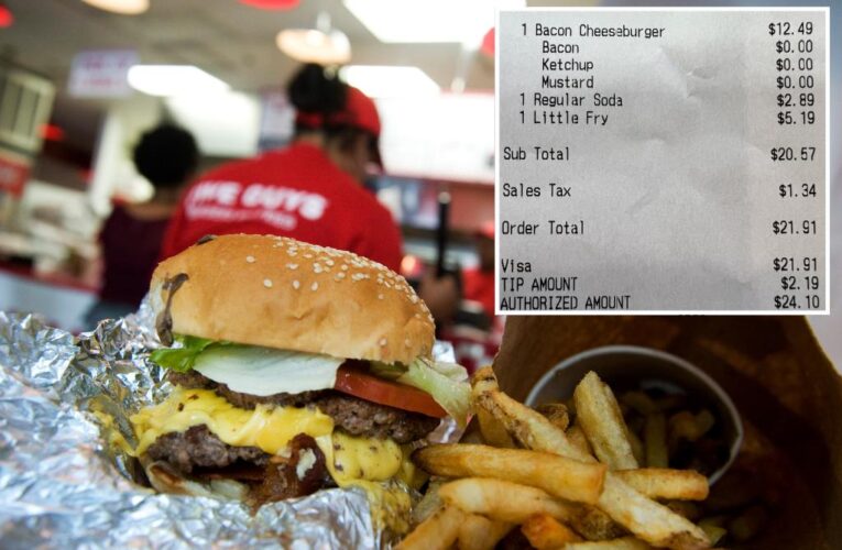 ‘Out of control’ Five Guys prices ignites social media furor after $24 receipt for just burger, fries, small drink goes viral