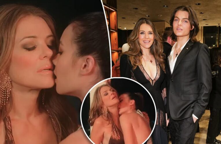 Elizabeth Hurley kisses woman in ‘Strictly Confidential,’ son directed