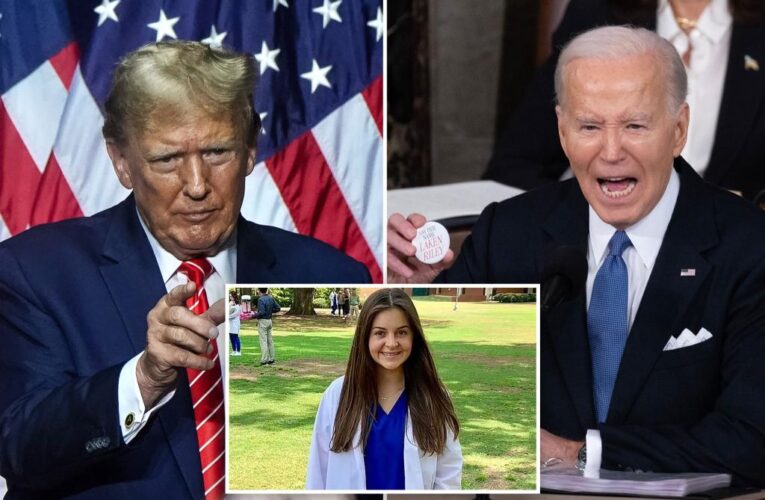 Donald Trump rips Biden for botching Laken Riley’s name, apologizing for calling alleged killer an ‘illegal’ after meeting her family