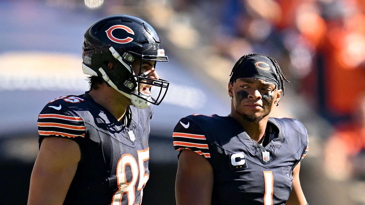 Justin Fields and Cole Kmet against Denver