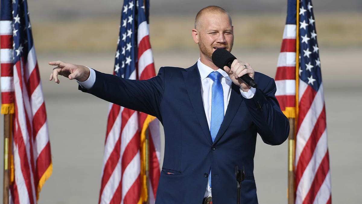 Daniel Rodimer speaks during rally