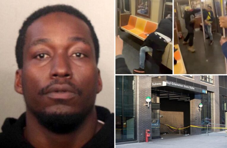 Deranged NYC subway rider shot with own gun will be charged if he survives — as cops hunt for woman who stabbed him