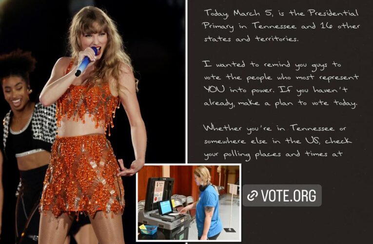 Taylor Swift urges followers to vote ahead of Super Tuesday