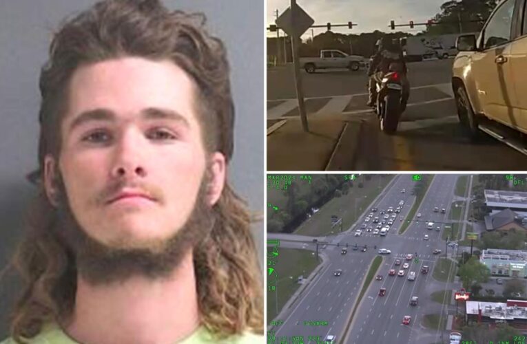 Florida motorcyclist Ashtin Jarvis with ‘WILL RUN’ plate leads cops on chase
