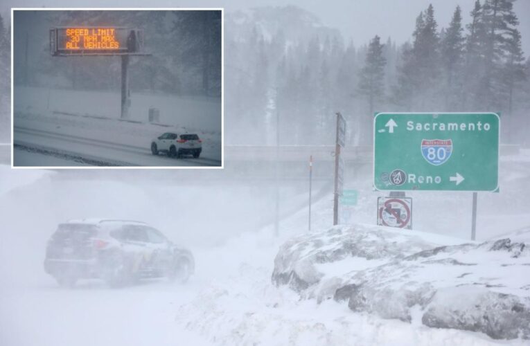 Blizzard dumps snow on mountains in California and Nevada, stretch of I-80 shut down