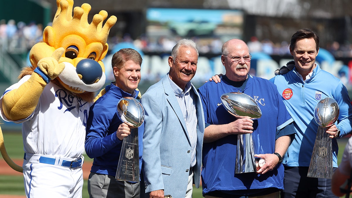 Andy Reid poses with the Lombardi Trophy