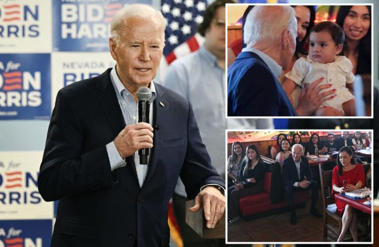 Biden wanders off stage after seeing baby at Arizona event