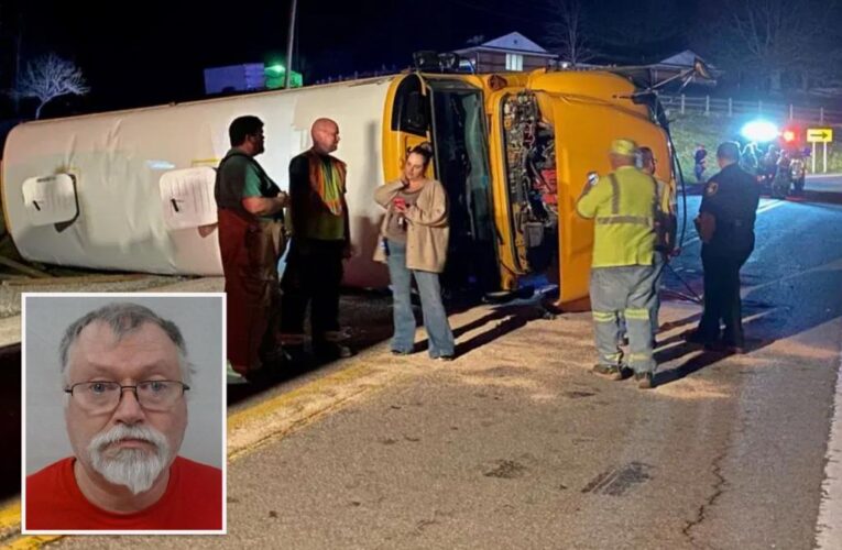 ‘Drunk’ school bus driver flips bus with kids inside, then berates troopers there to rescue them: cops