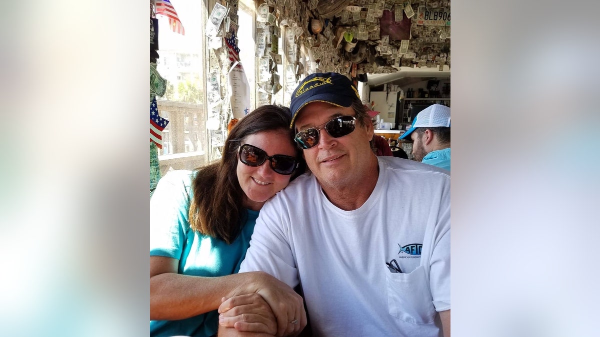 Catharine and Lewis Hudgens at a restaurant