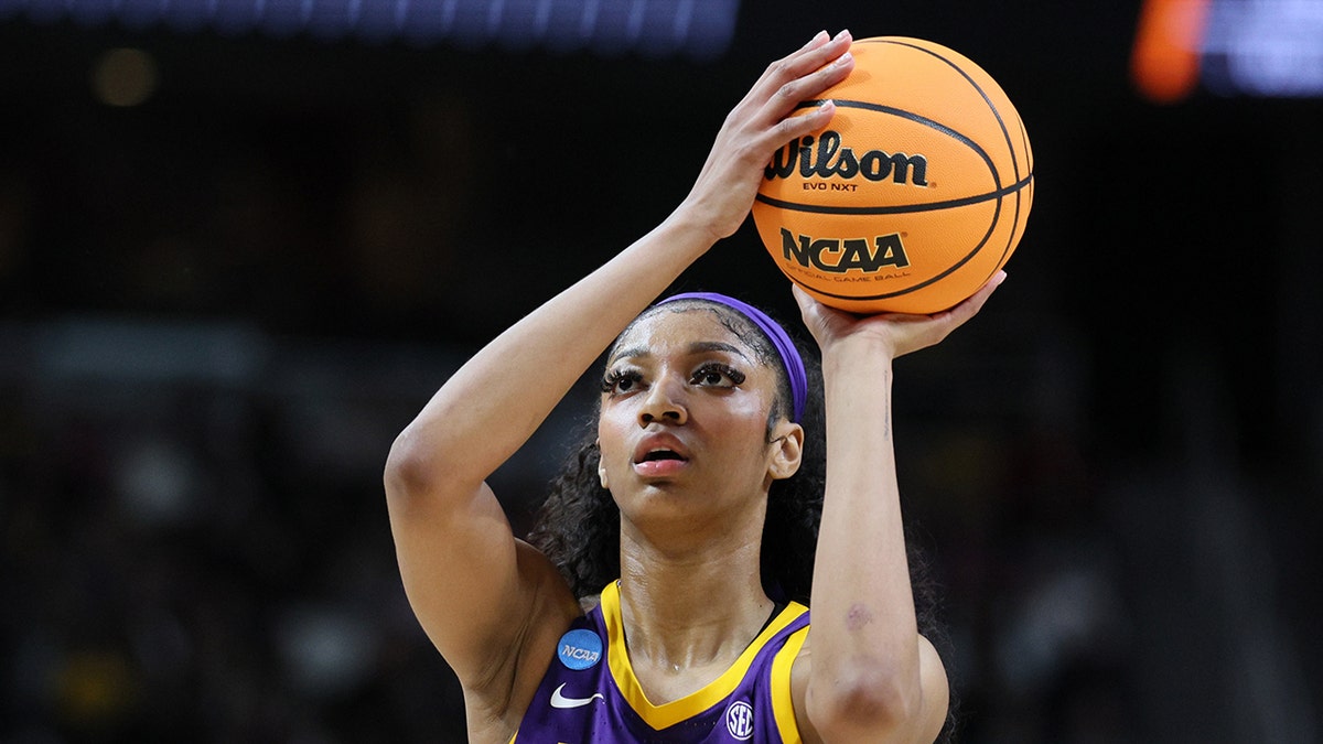 Angel Reese shoots free throw