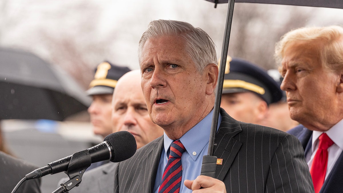 Bruce Blakeman speaks at podium