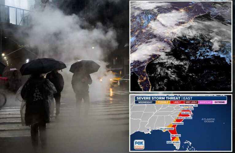 Severe thunderstorm risk stretches from Jersey Shore to Florida